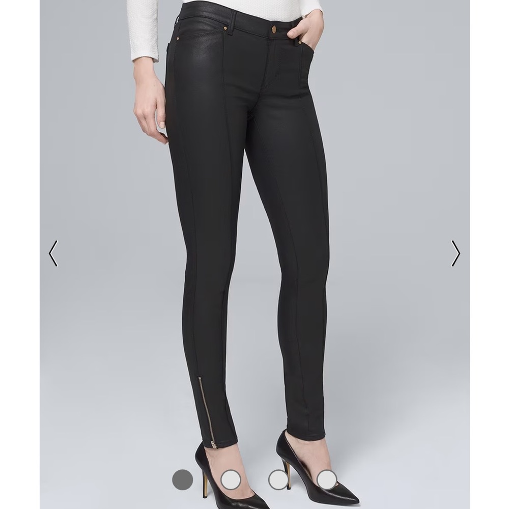 WHBM Mid-Rise Coated Skinny Ankle Jeans